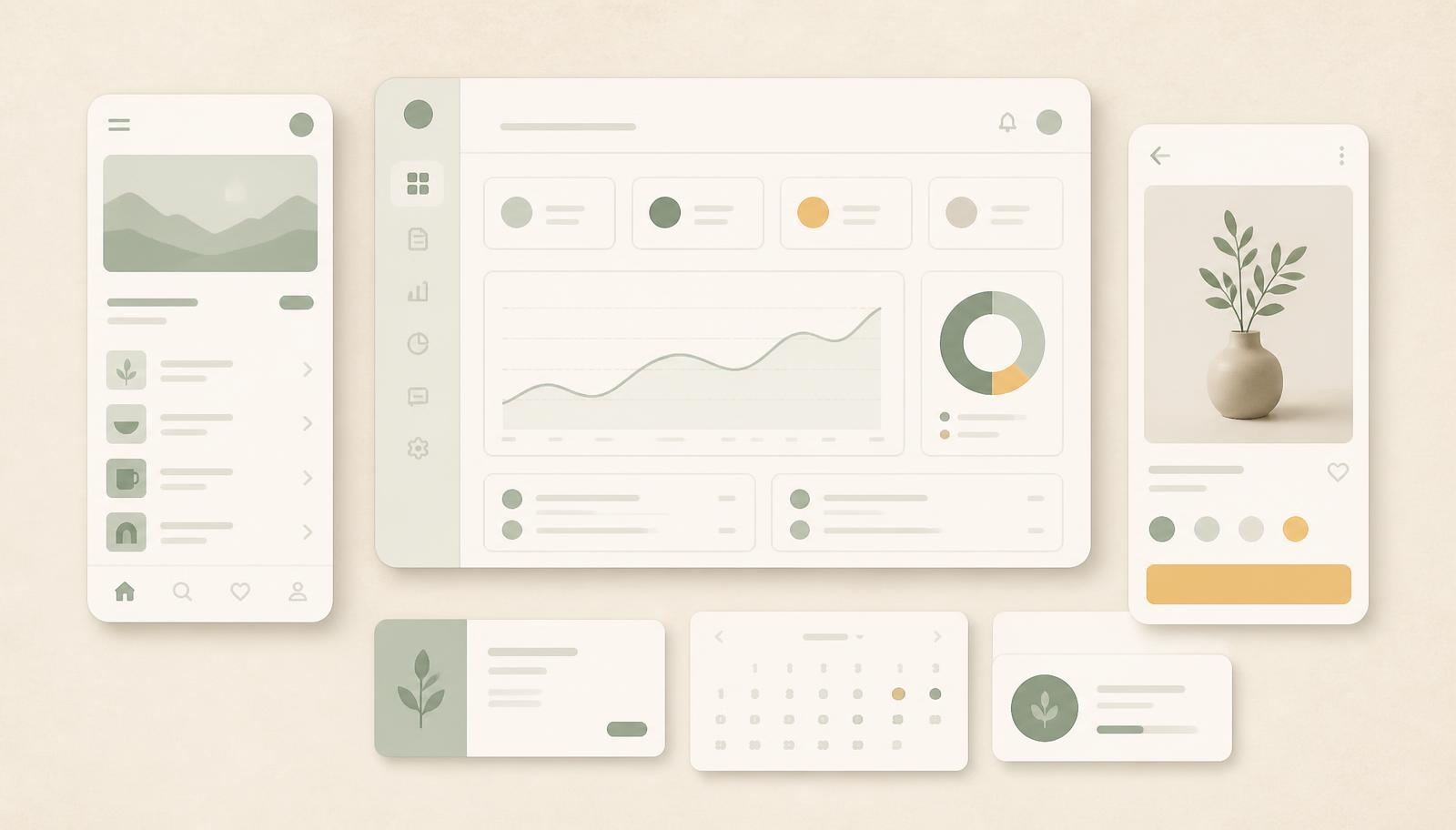 Interface screens for a research notes product concept